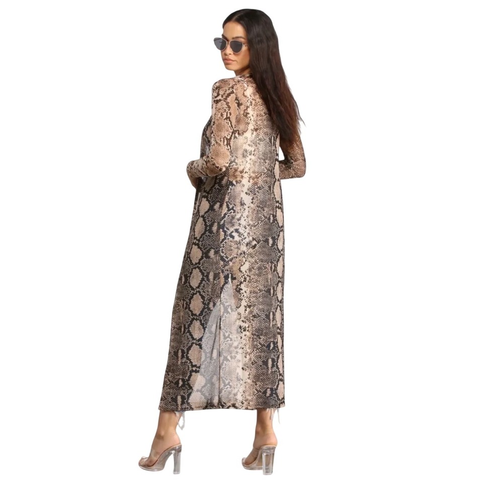 Windsor Brown Snakeskin Mesh Duster Cardigan Mob Boss Chic Witchy Mod Goth Punk